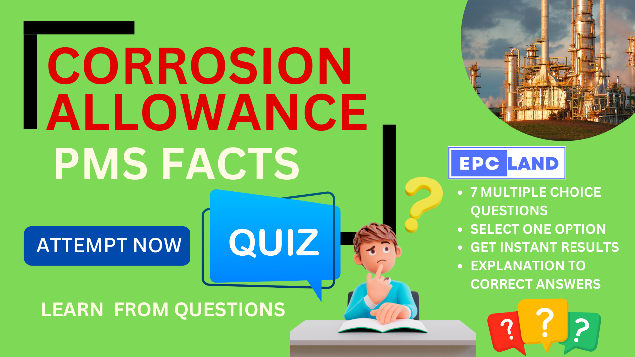 You are currently viewing Important Facts: Pipe Wall Thickness II Corrosion Allowance II 7 MCQs with Explanations
