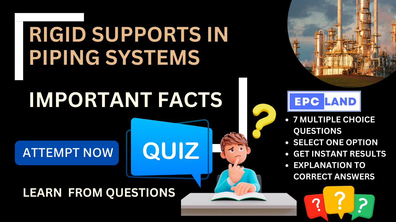 You are currently viewing Important Facts: Quiz on Rigid Supports in Piping Systems II 7 MCQs with Explanations